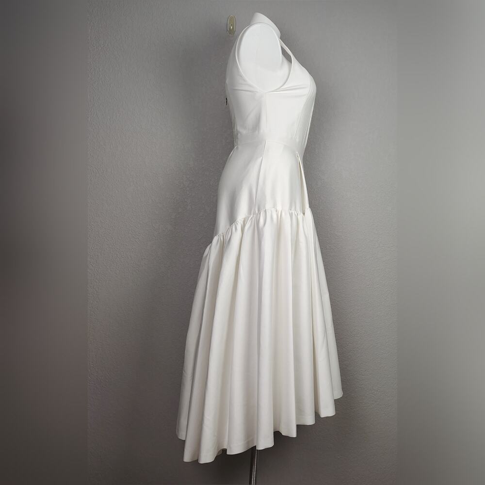 Alice + Olivia Diana Off White Sleeveless Structured Midi Dress Size 14 - Picture 3 of 16